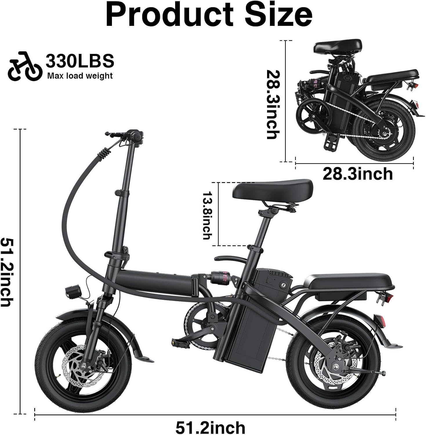 LELEKUAI Folding Electric Bike – 14" Compact Commuter E-Bike - Image 3